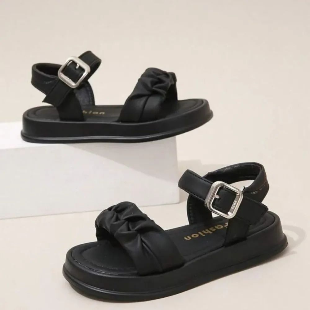 FASHION GIRLS' LIGHTWEIGHT SKIN-FRIENDLY CASUAL KIDS STYLE FOLD DETAIL SANDAL